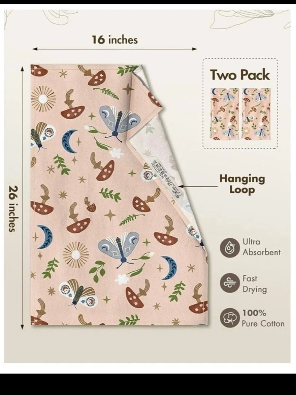 Miss Adola Butterfly 100% Cotton Flour Sack Towels